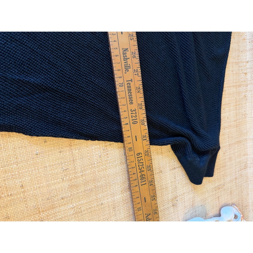 DKNY Womens Oversized 100% Tussah Silk Net Mesh V-Neck Top Navy Blue Small - Picture 8 of 9